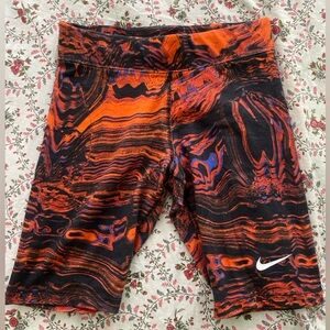 NIKE marble orange and black bike shorts